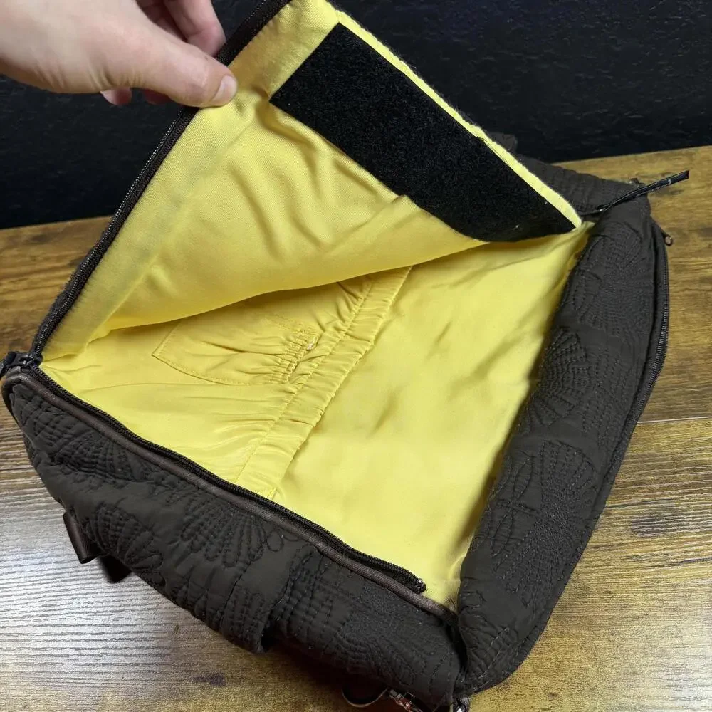 Petunia Pickle Bottom‎ Boxy Backpack Brown Quilted Nylon Diaper Bag Womens OS
